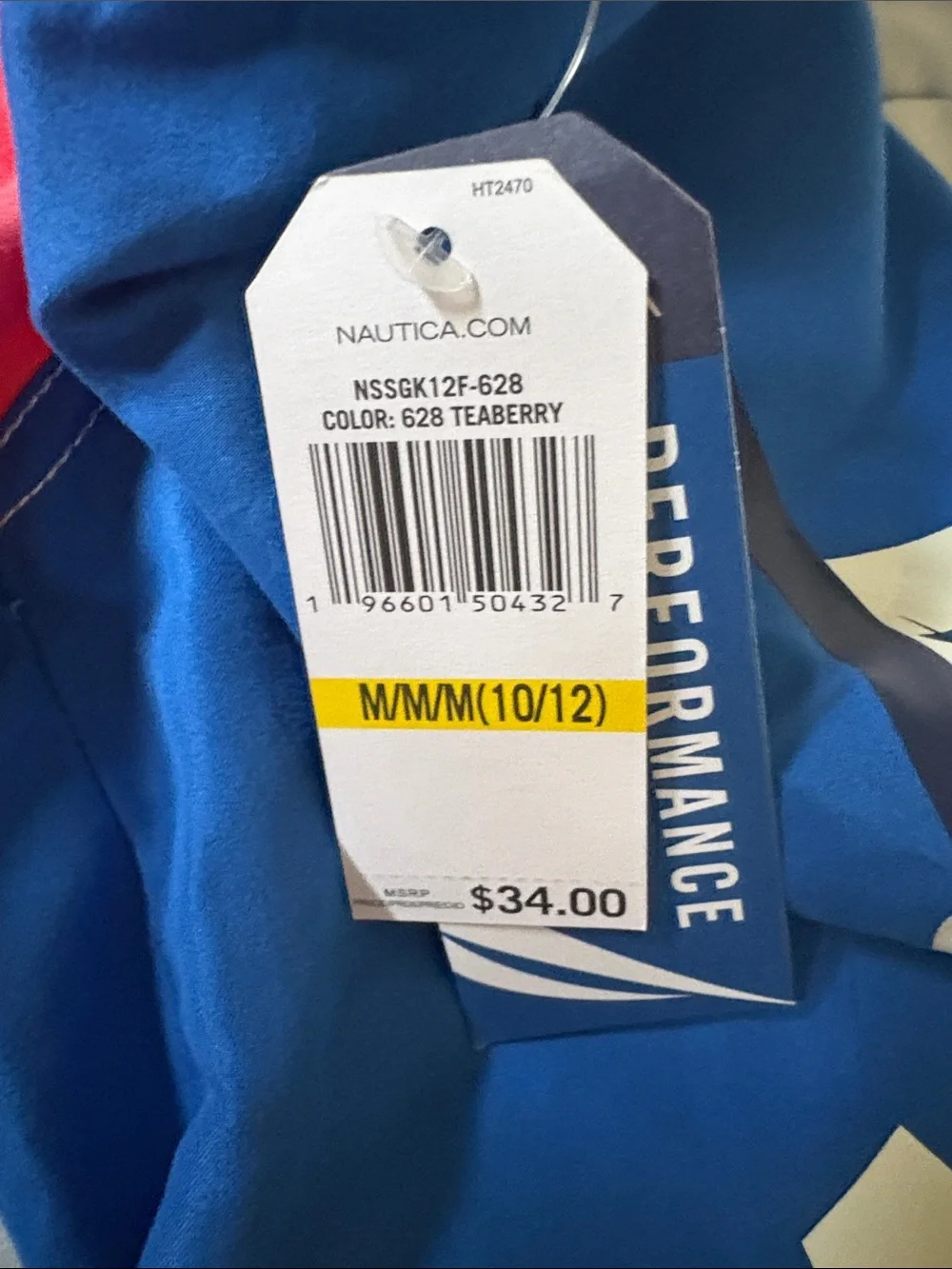Nautica Coral and Blue Colorblock Boys' Swim Shorts